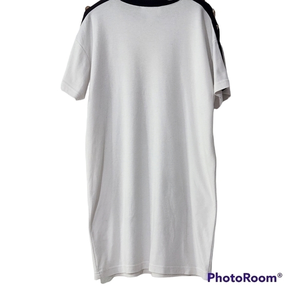 Vintage 80s Adolfo Sport Casual VacationDress Shoulder Pads Fruit Palm Trees - Picture 4 of 10